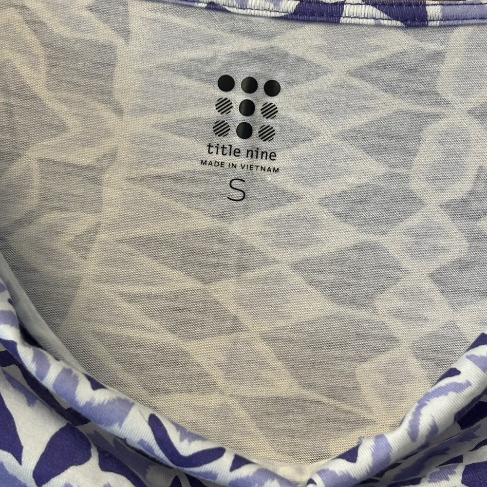 Title Nine Womens Breeze Summer‎ Sun Dress S Purple White Sleeveless Geometric - Picture 3 of 4